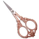 YOUGUOM Sewing Embroidery Scissors – Small Vintage Sharp Pointed Tip Shears for Craft, Artwork, Handicraft DIY Tool, 4.6in Rose Gold Bird Style