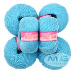 SIMI Enterprise Baby Wool 4 ply Hand, Needle Knitting Acrylic Wool Ball for Art Craft, Soft Fingering Crochet Hook Yarn (Sky) - 10 PC