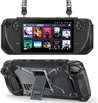 DMaos Protective Steam Deck Case with Kickstand, TPU & PC Cover, Shock-Absorption for Steam Deck Accessories with Shoulder Strap - Black