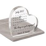 Engagement Gift For Couples Him Her Friend, Personalised The Day We Got Engaged, Engagement Date Calendar, Engaged Couple Gifts, With Grey Bag