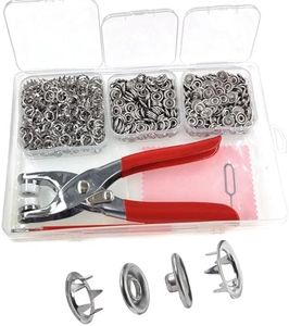 KAXIMON Snap Fasteners Kit 200 Sets, 9.5mm Fabric Snaps Clothing Snaps No Sewing,Stainless Steel Button Snaps with Snap Pliers for Metal Snaps, Press Studs Snap Fasteners Tool Kit for Fabric