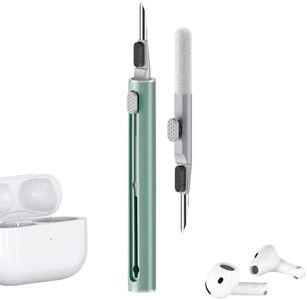 【1 Pack】 Cleaner Kit for Apple Airpods 4 Case,Cleaning Kit Pen Shape with Soft Brush Flocking Sponge Tool for Bluetooth Earphones Headphones Charging Case,Phone,Camera and Computer(Green)