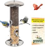 PROVIDE Large Stainless Steel bird feeder With Tray, garden Bird Seed Feeder, bird feeders for small birds, metal wild Bird Feeders. Hanging Bird Feeder for seeds, bird feeders for Wild bird