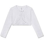 BOBOYOYO Long Sleeve Girls Shrug Knit Girls Cardigan Childrens Bolero Sweater Shawl Dress Cover Up for 3-12Y White