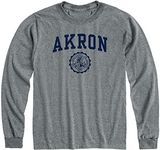 Barnesmith University of Akron Zips Long Sleeve Adult Unisex T-Shirt, Heritage, Charcoal Grey, Large