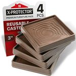 Furniture Cups X-PROTECTOR – 3" Caster Cups 4 PCS – Premium Furniture Coasters – Ideal Bed Stoppers – Non Skid Furniture Pads with a Perfect Design – Rubber Furniture Pads - Protect Any Flooring!