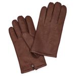 Harssidanzar Mens Deerskin Leather Gloves Cashmere Lined, Saddle, L