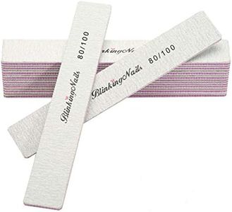 10Pcs Nail File 80/100 Grit Professional Nail Files and Buffers for Natural Nails, Double Sides Washable Block Disposable Nail Files for Nail Art DIY or Nail Manicure Salon