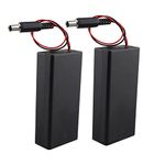 HALJIA 2PCS 2 × 3.7V 18650 Battery Holder with Cover, 2 x 18650 7.4V Plastic Battery Storage Box with ON/OFF Switch and DC Plug 5.5 × 2.1MM 2 Solts Holder Case for 3.7V 18650 Battery