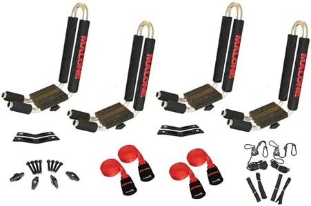 Malone J-Pro 2 J-Style Fixed-Arm Kayak Carrier 2-Pack with SpeedLine Tie-Downs, Universal JAWZ Mounting Hardware, Corrosion-Resistant Steel Frame, Fits Most Crossbars - 75 lb Capacity per Carrier