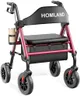 HOMLAND Walkers for Seniors with Seat, Foldable Rollator Walker, Reinforced Aluminum Frame, 8" Big Rubber Wheels for All Terrain, Height Adjustable Lightweight Rolling Walker