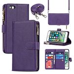 Cavor for iPhone 6 Plus iPhone 6s Plus Crossbody Wallet Case with Card Slots,Premium PU Leather Magnetic Closure Zipper Pocket Case Kickstand Feature TPU Shockproof Flip Cover,Purple