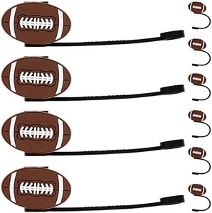 LOGOFUN 10Pcs Cute Straw Covers Reusable Drinking Straw Tips Lids Plastic Rugby Football Straw Tips Cover