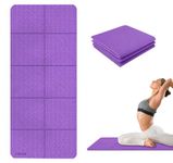 PANCA Folding Yoga Mat for Exercise 8mm Thick Big Size Non Slip Workout Mat for Yoga, Meditation, Pilates, Gymnastics & Home Gym | Foldable Exercise Floor Mat for Men Women Kids (Purple)