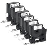 UniPlus 6x Compatible with D1 45013 s0720530 45013s A45013 Label Tape D1 12 mm Black on White Labels for Label Manager 160 280 210d 360D Labelpoint 150 200 Labelwriter 450 Duo Labelling Device