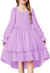 Arshiner Kid Dress Fall Long Sleeve Special Occasion Wedding Purple Flower Easter Girls Spring Dresses Size 10-12