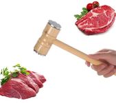 Meat Tenderizer Hammer Wooden Steak Mallet Kitchen Tool Heavy Duty Solid Wood Durable Double-Sided Good Grip Heavy Weight (Wood)