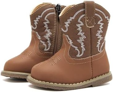 BMCiTYBM Baby Cowboy Cowgirl Boots Infant Western Boots Toddler Boys Girls Round Toe Ridingl Boots for All Seasons 6 9 12 18 24 Months Brown Size 5 Toddler