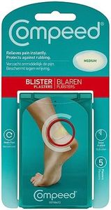 Compeed Medium Size Blister Plasters, 5 Hydrocolloid Plasters, Foot Treatment, Fast Pain Relieve, Dimensions: 4.2cm x 6.8cm