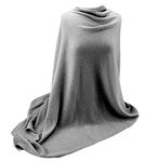 Jet&Bo 100% Pure Cashmere Travel Wrap, Shawl, Scarf & Blanket Gray, Storage Bag + Gift Box, Gray, Oversized