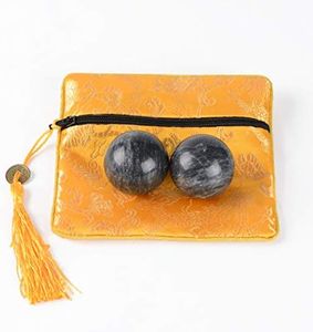 Marble Hand Balls Dark Grey Chinese Health Exercise Baoding Balls Stress Relief 1.4'' BS004