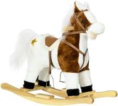 HOMCOM Rocking Horse with Music, Sound, Wagging Tail, Kids Ride On Horse with Saddle Gift for Ages 3-6 Years, Brown