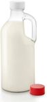 Stock Your Home 40 oz Glass Milk Bottle with Lid and Handle, 4 Reusable Caps, Milk Container for Refrigerator, Glass Juice Bottles, Water, Almond Cow Milk Storage Bottle, Glass Milk Jug