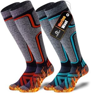 Cirorld Merino Wool Ski Socks Women Men,2 Pairs Knee High Winter Warm Skiing Socks Performance Thermal Snowboarding Socks