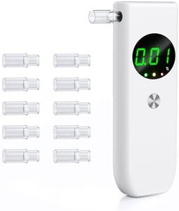 Breathalyzer, Professional-Grade Accurate Alcohol Breathalyzer Tester with LCD Digital Display and 10 Mouthpieces, Portable Alcohol Tester for Home and Party Use (White)