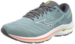 Mizuno Men's Wave Inspire 18 Running Shoe, Smokeb White Neonflame, 10 UK