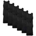 Gildan Men's A-Shirt Tanks, Multipack, Style G1104, Black (12-Pack), Large