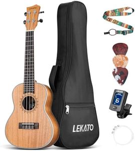 LEKATO Ukulélé, Concert Ukulélé Guitare Acajou Ukulélé Enfants Adultes Hawaï Kit avec étui de transport/accordeur/médiators/cordes/sangle, Cadeau parfait pour les débutants