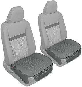 Motor Trend Seat Covers for Cars Trucks SUV, Faux Leather 2-Pack Gray Padded Car Seat Covers with Storage Pockets, Premium Interior Seat Cover