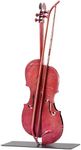 SunBlogs Art Handmade Metal Violin Statue - 100% Hand-painted Viola Music Décor - Unique Western Table Decoration for Home & Office - Cool Gifts for Music Lovers Musician & Teachers (Burgundy)