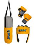 SKMT Boxing kit, Boxing Set for Kids, Kids Boxing kit, Boxing Set for Kids, Boxing Kit for Children (Filled Punching Bag, Gloves and Headgear, Age 7-13 Years) (Yellow)