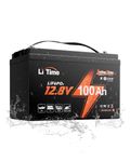 LiTime 12V 100Ah TM LiFePO4 Lithium Battery, Low-Temp Protection Group 31 Lithium Battery, Built in 100A BMS, Up to 15000 Deep Cycles, Perfect for Trolling Motors, Boat, Marine, RV, Solar, etc.