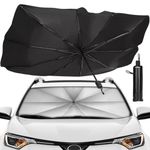 QIMIT Foldable Car Windshield Umbrella, Car Windshield Sun Shade Umbrella for Front Windows, UV Rays and Heat Sun Visor Protector Windshield Suitable for Various Car Models (Black)