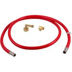 Eastman 41061 Reinforced PVC Dishwasher Connector 3/8 inch Comp x 3/8 inch MIP Elbow, 6 Ft, Red