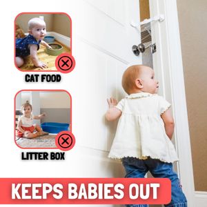 Door Buddy Baby & Cat Proof Door Latch – Adjustable, Grey