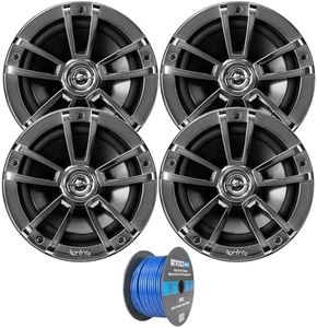Enrock Marine 2 Pairs (Qty 4) of Infinity 6.5" 225 Watts Peak Power Water-Resistant Coaxial 2-Way Boat Outdoor Powersports Audio Chrome Speakers Bundle (Bulk Packaging) Grade Speaker Wire