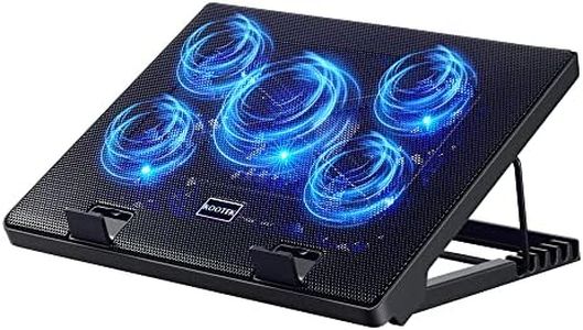 Kootek Laptop Cooling Pad 12-17 Cooler Pad Chill Mat 5 Quiet Fans LED Lights and 2 USB 2.0 Ports Adjustable Mounts Laptop Stand Height Angle