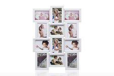 ARPAN Multi Aperture Picture Wooden Photo Frame Holds 12 x 6 x4 Photos, Collage Picture Wall-Mounted Frame (White)
