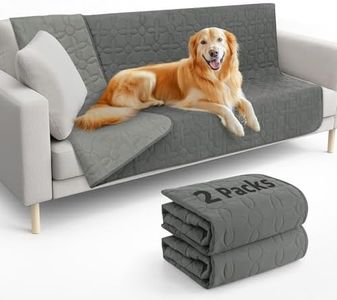 Waterproof Dog Bed Blanket - Washable Couch Cover Reversible Leakproof Pet Blanket Sofa Furniture Sheet Protector, Reusable Blanket for Pets Kids Dog Cat (Dark Gray+Light Gray,54'' x 82'',2 Pack)