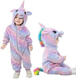 LOLANTA Unicorn Costumes, Kids Halloween, Toddlers Fleece Hooded Jumpsuit, Cute Colorful Bodysuit, Christmas Fancy Dresses(Purple, 9-12months)