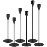 MICOKAY Set of 6 Candle Holders for Taper Candles, Modern Decorative Candlestick Holder for Wedding, Dinning, Party (Black-6)