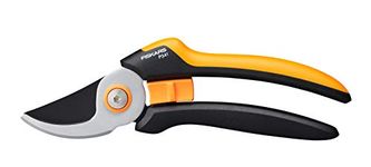 Fiskars Bypass Garden Pruners L, Solid, P341, For fresh branches and twigs, Non-stick coated, Stainless steel blades, Length: 20.5 cm, Black/Orange, 1057164