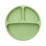 Tony Stark Baby Suction Plates for Baby Feeding with 4 Strong Suction Cups, Silicone Toddler Plates with Deep Divided for Kids to Feed Themselves, Dish Washer & Micro-Wave Oven Safe (Green)