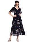 Rare Women's Synthetic a-line Knee-Long Dress (ep3153-l_Blue_L)