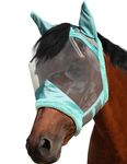 Harrison Howard CareMaster Midge-proof Fleece Padding Horse Fly Mask Half Face Extra Wool Protection Summer Mint