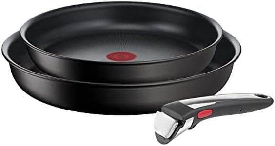 Tefal L39598 Ingenio Unlimited On 3-Piece Pan Set, Stackable, Non-Stick Coating, Suitable for Induction Cookers, Thermal Signal Temperature Indicator, Black, Large